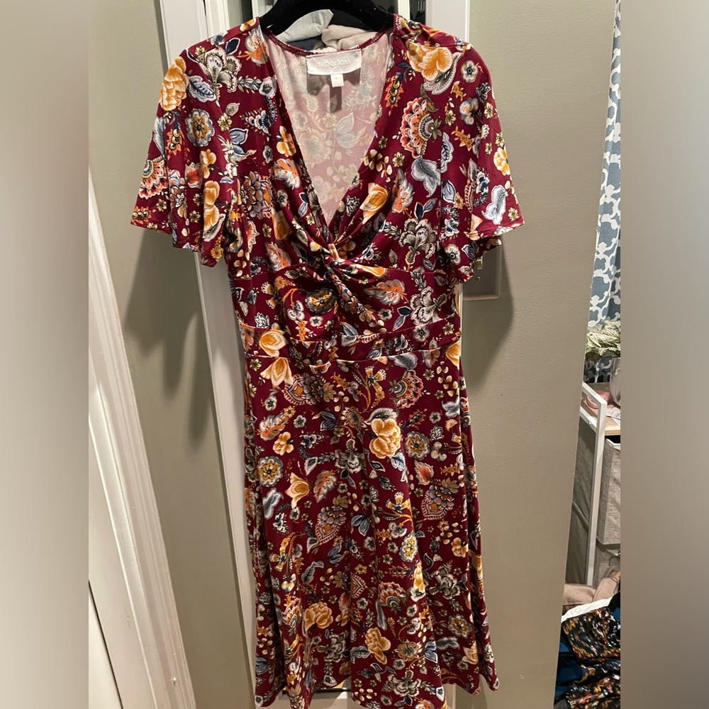 Superfoxx Burgundy Floral Dress